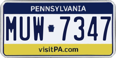 PA license plate MUW7347