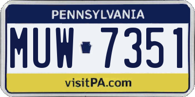 PA license plate MUW7351