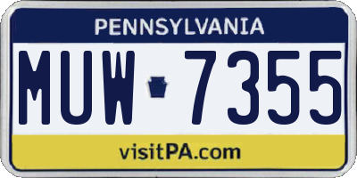 PA license plate MUW7355