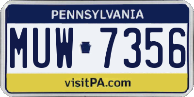 PA license plate MUW7356