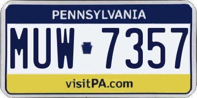 PA license plate MUW7357