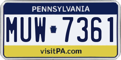 PA license plate MUW7361