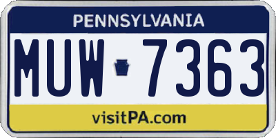 PA license plate MUW7363