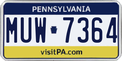 PA license plate MUW7364
