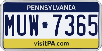 PA license plate MUW7365
