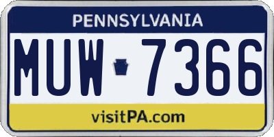 PA license plate MUW7366