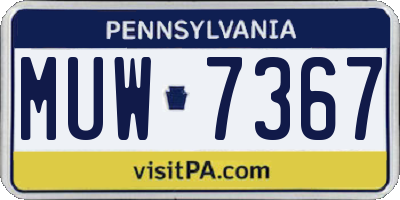 PA license plate MUW7367