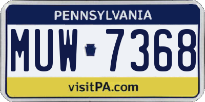 PA license plate MUW7368