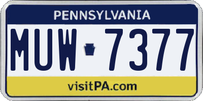 PA license plate MUW7377