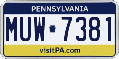 PA license plate MUW7381