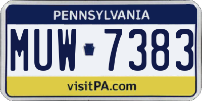 PA license plate MUW7383