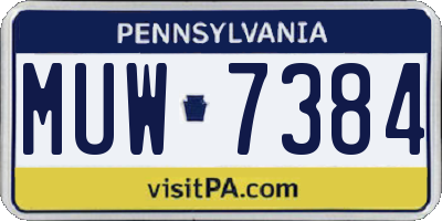 PA license plate MUW7384
