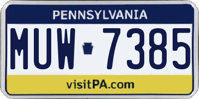 PA license plate MUW7385