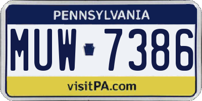 PA license plate MUW7386