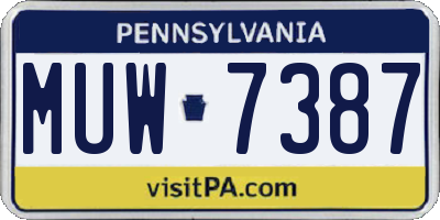 PA license plate MUW7387