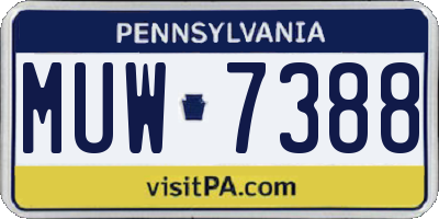 PA license plate MUW7388