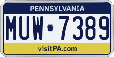 PA license plate MUW7389
