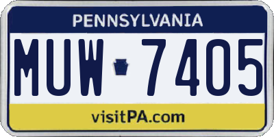 PA license plate MUW7405