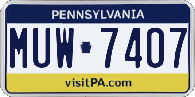PA license plate MUW7407