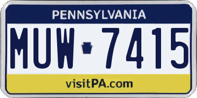 PA license plate MUW7415