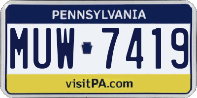 PA license plate MUW7419
