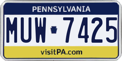 PA license plate MUW7425