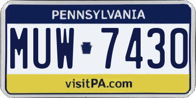 PA license plate MUW7430