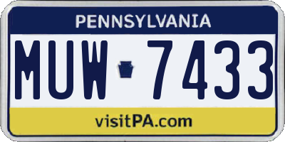 PA license plate MUW7433