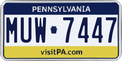 PA license plate MUW7447