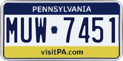 PA license plate MUW7451