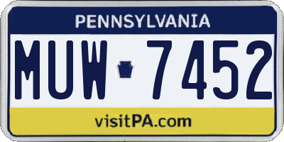 PA license plate MUW7452