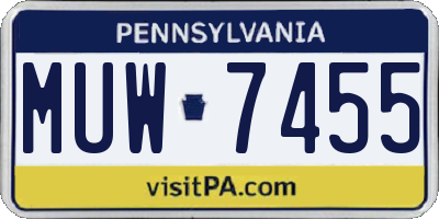 PA license plate MUW7455