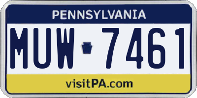 PA license plate MUW7461