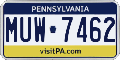 PA license plate MUW7462
