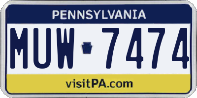 PA license plate MUW7474