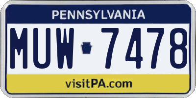 PA license plate MUW7478