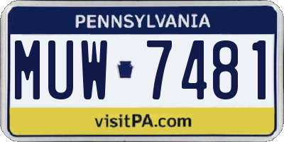 PA license plate MUW7481