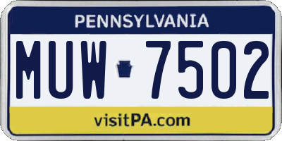 PA license plate MUW7502