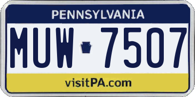 PA license plate MUW7507