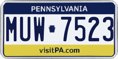 PA license plate MUW7523