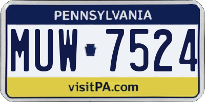 PA license plate MUW7524