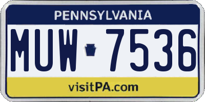 PA license plate MUW7536