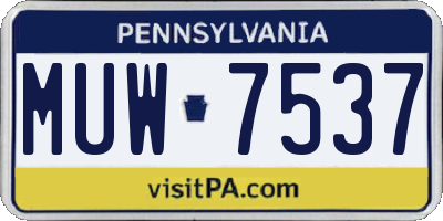PA license plate MUW7537