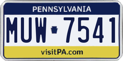 PA license plate MUW7541