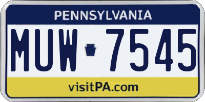 PA license plate MUW7545