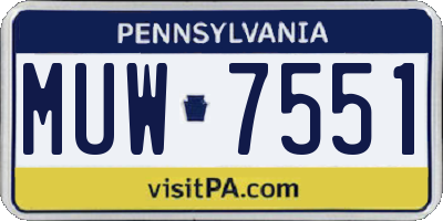 PA license plate MUW7551