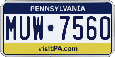 PA license plate MUW7560