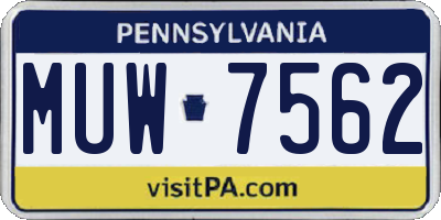 PA license plate MUW7562