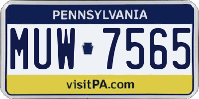 PA license plate MUW7565