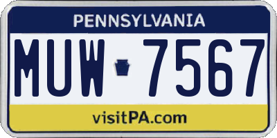 PA license plate MUW7567